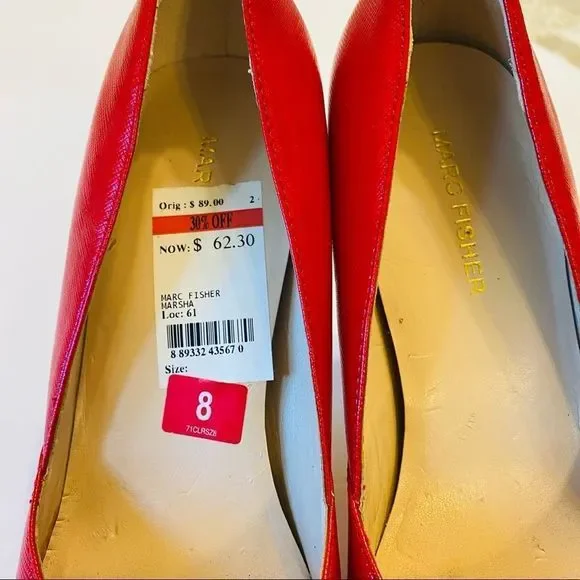 Marc-Fisher Women’s red Marsha Peep-Toe Bow Stillitoes size 8 - Picture 7 of 9